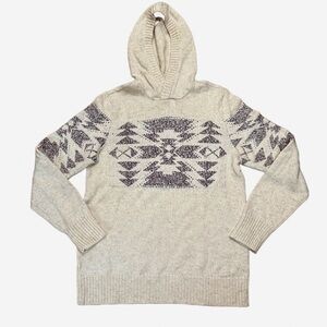 American Eagle Outfitters Aztec Oatmeal Hooded Sweater Men’s Tall Medium